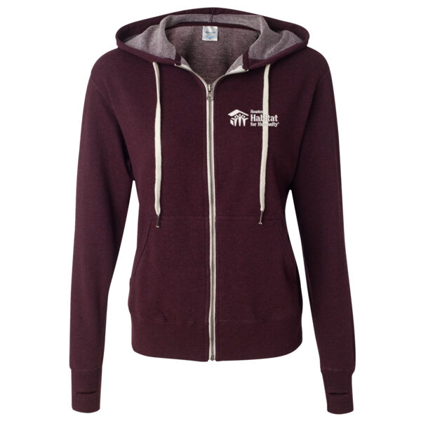 Unisex Heathered French Terry Full-Zip Hooded Sweatshirt - Embroidered Logo Thumbnail