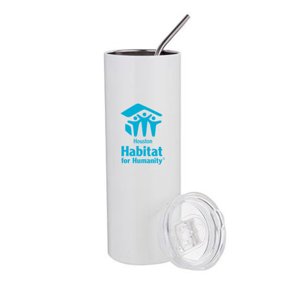 20oz Stainless Steel Tumbler W/Straw & Lid - Sublimated Logo Thumbnail